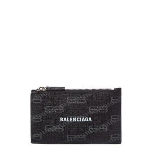 Balenciaga Bb Monogram Coated Canvas Card Case, Black